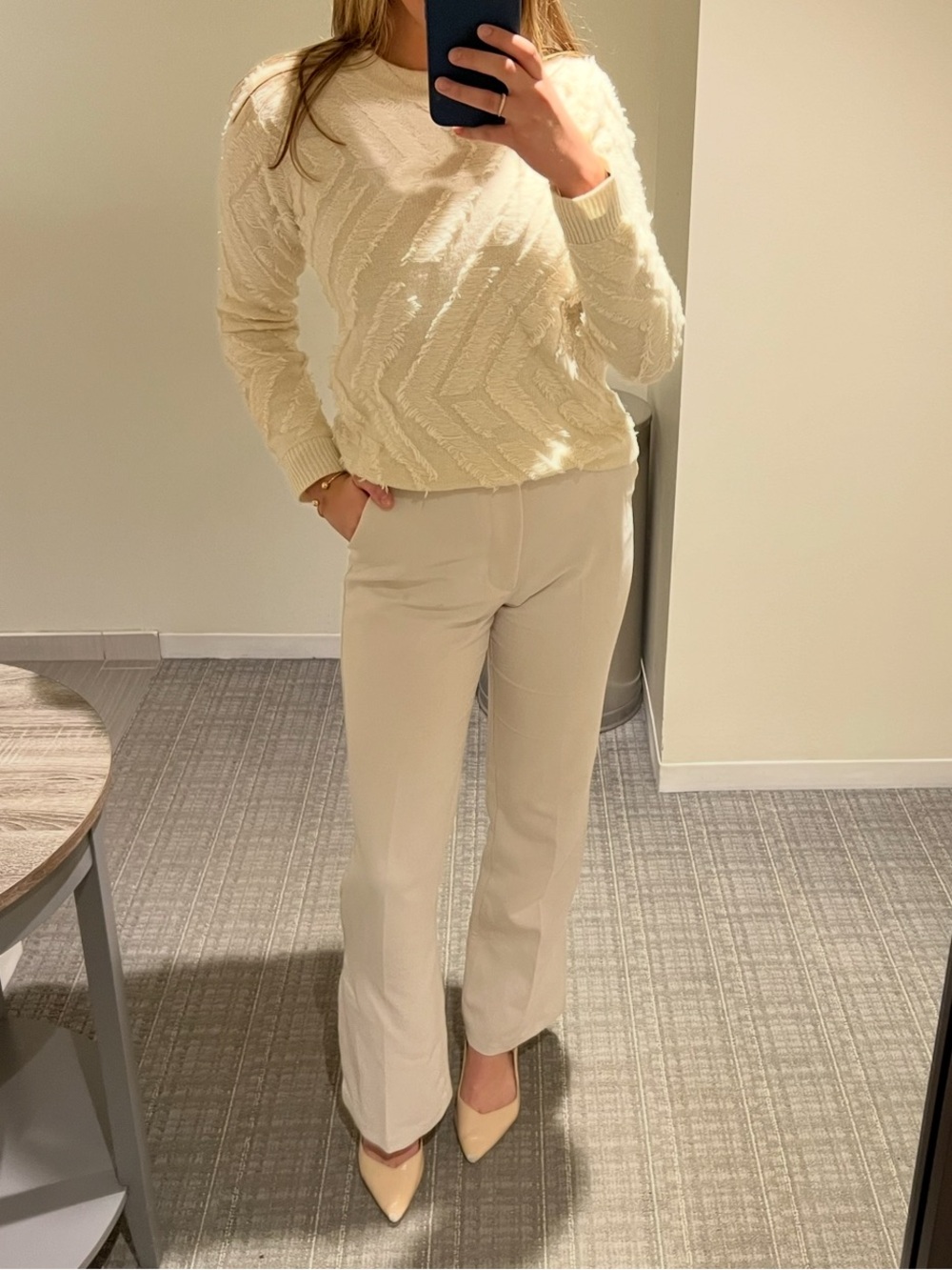 Abercrombie Cream Split Hem Trouser Pants